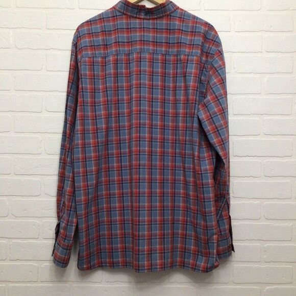Black Brown 1826 100% Cotton Plaid Button Down Shirt Men XL Red Blue - Picture 4 of 12